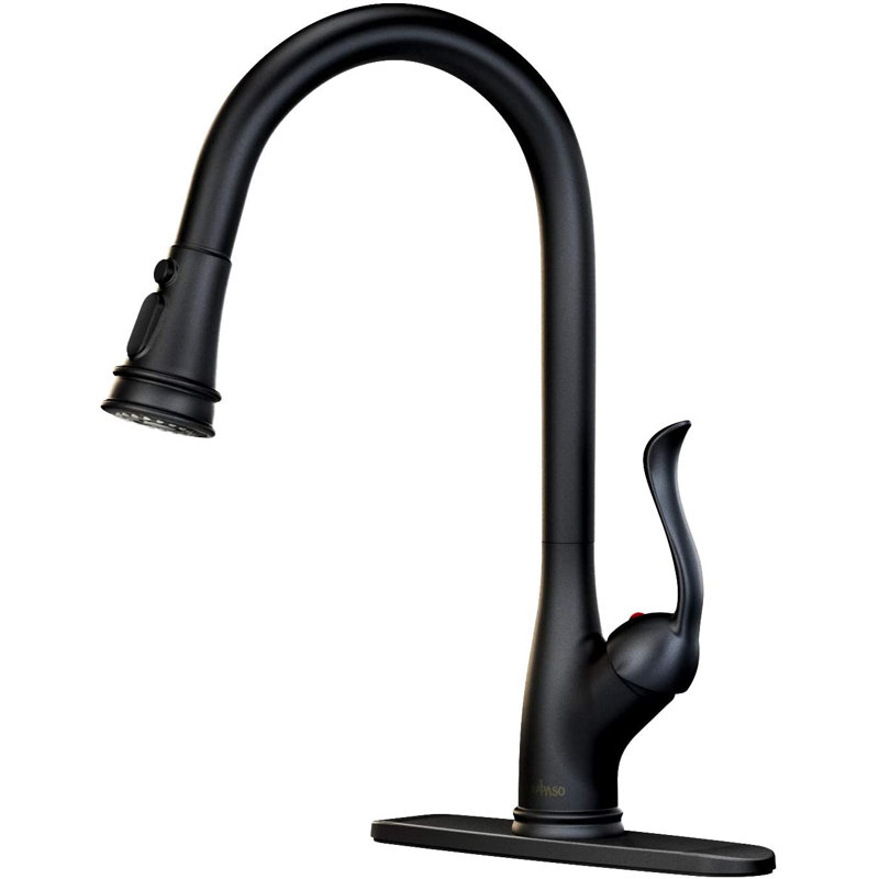APPASO Pull Down Kitchen Faucet With Sprayer And Deck Plate & Reviews